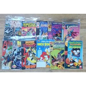 Lot of 11 Comic Books Spiderman Batman Supergirl Wolverine Avengers Star Trek